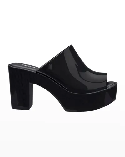 Melissa Mule Ll Womens Peep Toe Slip On Heels In Black