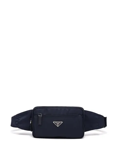 Prada Logo-plaque Belt Bag In Blau