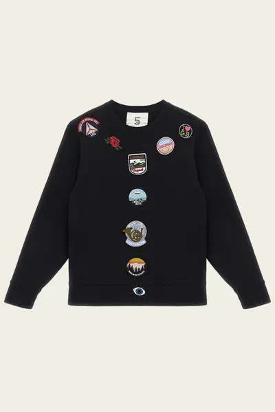 5 Progress Long Sleeve Sweatshirt With Patches In Black In Mink