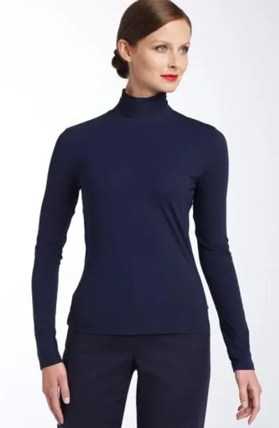 St John Fine Jersey Long-sleeve Turtleneck In Navy