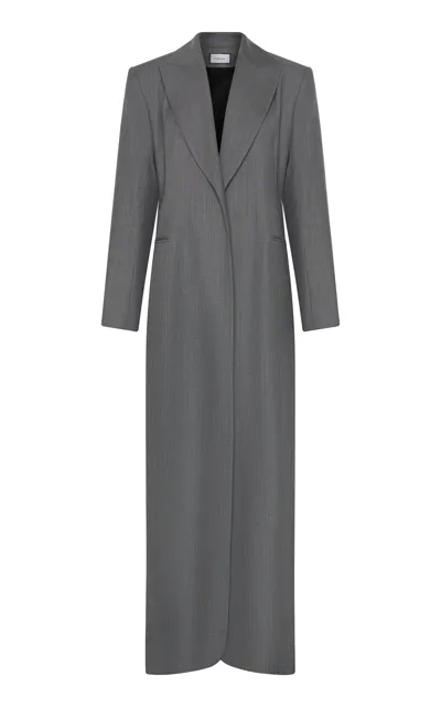 Beare Park Tailored Wool Wrap Coat In Grey,neutral