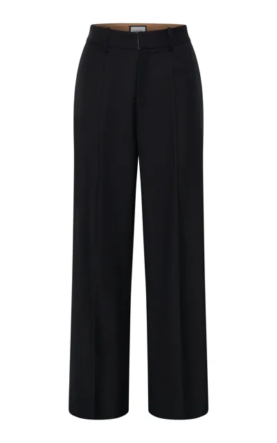 Beare Park Relaxed Pleated Wool Pants In Black