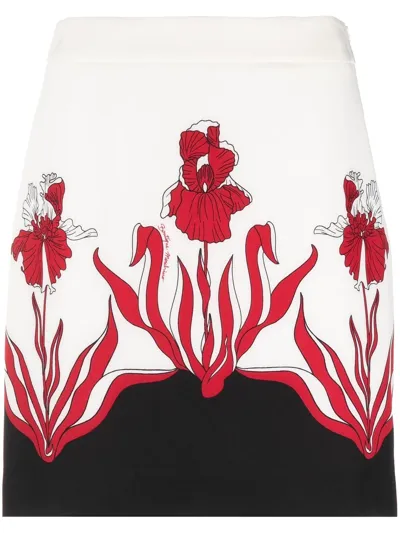 Boutique Moschino Floral-print High-waisted Skirt In White