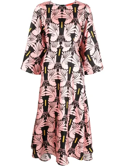 La Doublej Sorella Printed Silk Dress In Ali Rosa