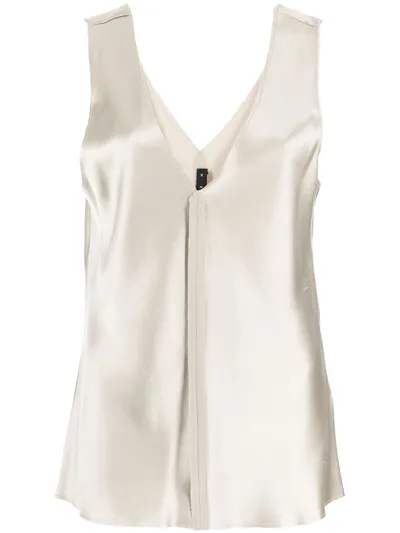 Voz Raw-cut Silk Tank Top In Grau