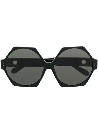 Linda Farrow Bora Hexagon-frame Sunglasses In Black