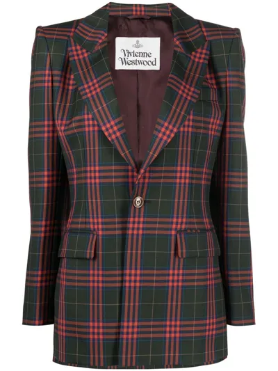 Vivienne Westwood Lelio Wool Tartan Single Breasted Blazer In Multicolor