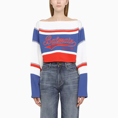 Balmain Sweatshirt With Colour-block Logo In Multicolor