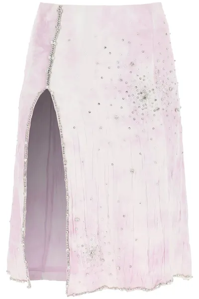 Des Phemmes Pink Tie-dye Skirt With Crystals In Multicolor