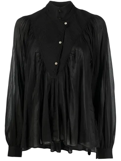 Forte Forte Gathered Long-sleeve Shirt In Black