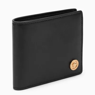 Versace Black Bi-fold Wallet With Medusa Plaque