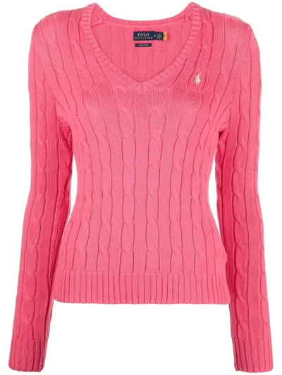 Polo Ralph Lauren Cable-knit Pony Jumper In Rosa