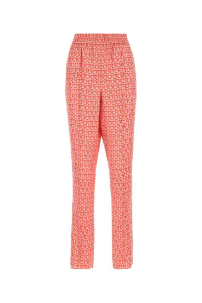 Ferragamo Printed Silk Pant Printed Salvatore  Donna 46 In Pink