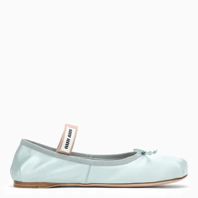 Miu Miu Ice-colored Satin Ballerinas In Blue