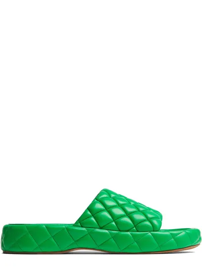 Bottega Veneta Green Quilted Leather Flat Sandals