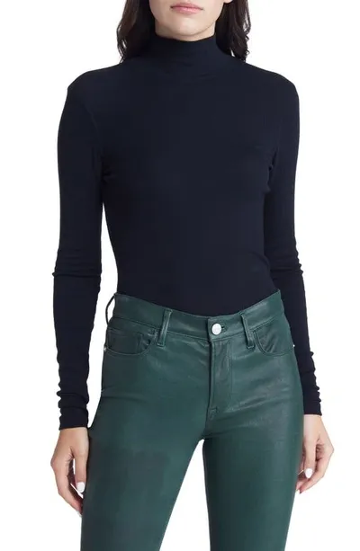 Frame High-neck Silk-blend Sweater In Noir