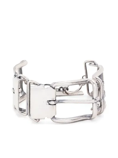 Marine Serre Metaclasp Buckle-detailed Bracelet In Silver