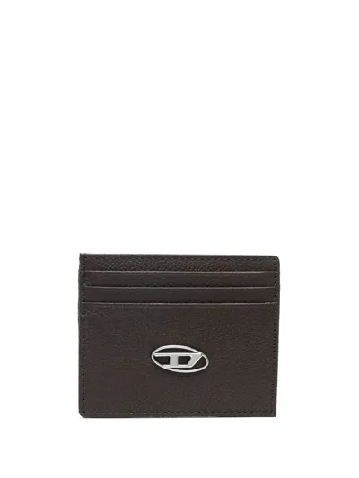 Diesel Logo-plaque Leather Cardholder In Brown