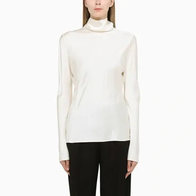 Jil Sander Ivory-coloured Satin Blouse In White