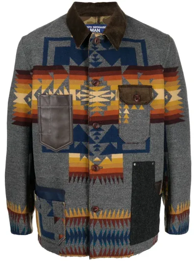 Junya Watanabe Pendleton Navajo Shirt Jacket In Grey