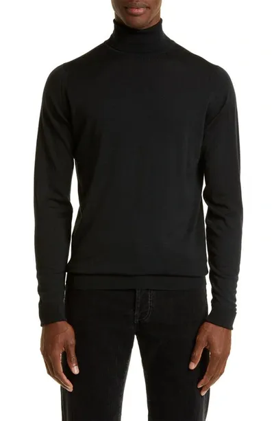 John Smedley Richards Wool Turtleneck Sweater In Black