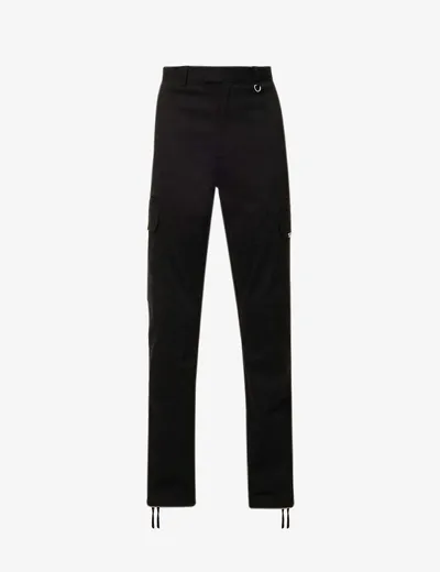 Represent Brand-plaque Multi-pocket Regular-fit Straight-leg Stretch-cotton Blend Cargo Trousers In Black