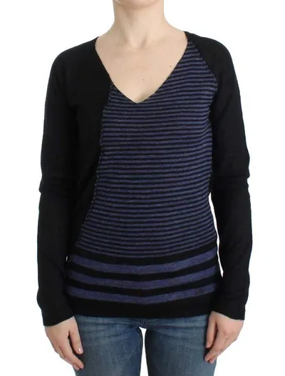 Costume National Striped V-neck Women's Sweater In Black