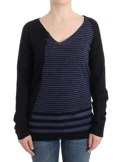 Costume National C'n'c  Striped V-neck Sweater In Black