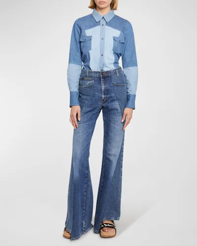 Gabriela Hearst Foster Contrast Stitch Jeans In Blue