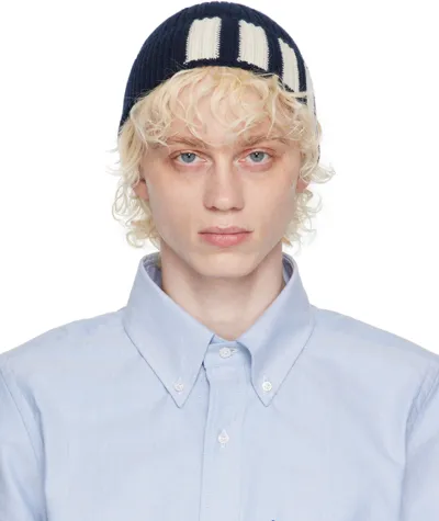 Thom Browne Navy 4-bar Beanie In 415 Navy