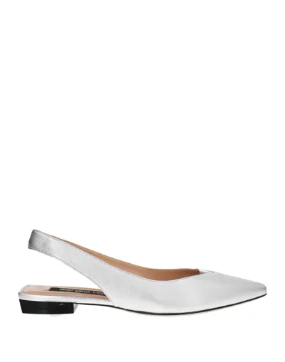 Sergio Rossi Slingback Leather Flats In Stone