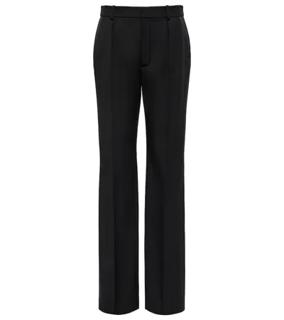 Saint Laurent High-rise Straight Wool Pants In Black