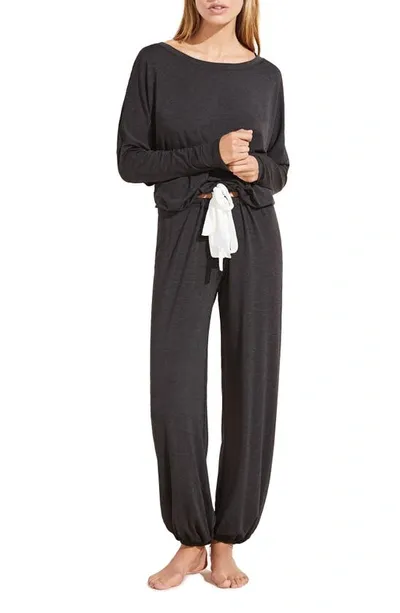 Eberjey Gisele Slouchy Pajama Set In Graphite/ivory