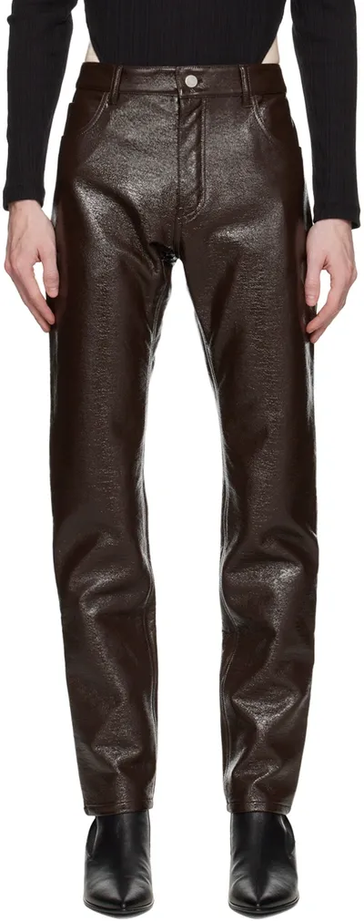 Courrèges High-shine Tapered Trousers In Brown