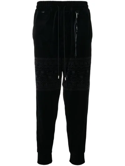 Mastermind Japan Logo-print Velvet Track Pants In Black