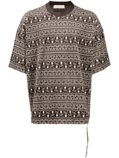 Mastermind Japan Abstract-pattern Short-sleeve T-shirt In Brown