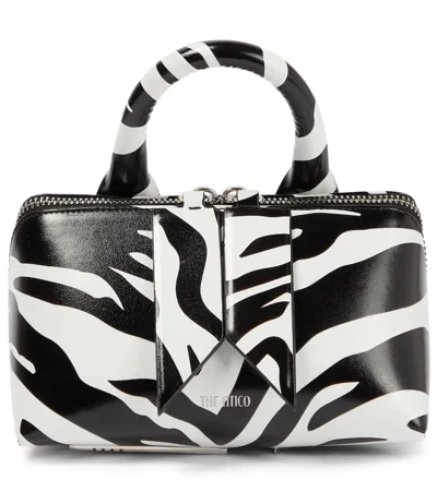 Attico Friday Mini Zebra-print Leather Tote Bag In Multi