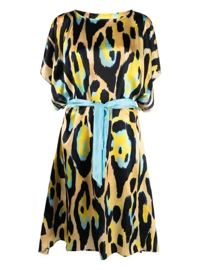 Roberto Cavalli Leopard Print Beach Dress In Black