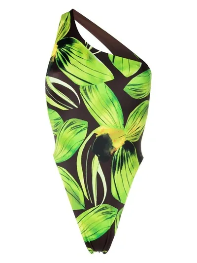 Louisa Ballou One-shoulder Swimsuit In Green