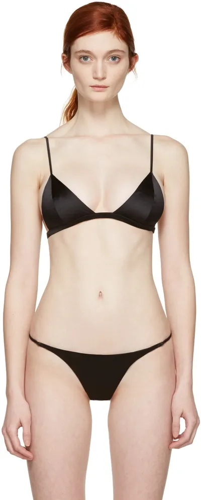 Fleur Du Mal Black Luxe Silk Triangle Bra