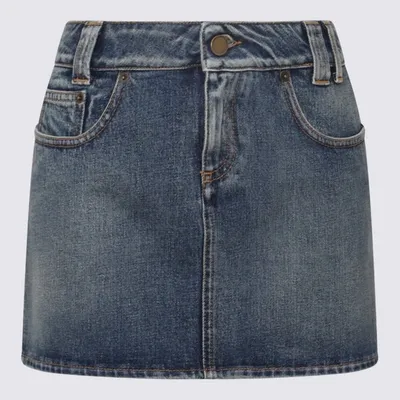 Alessandra Rich Mini Skirt Denim In Blue