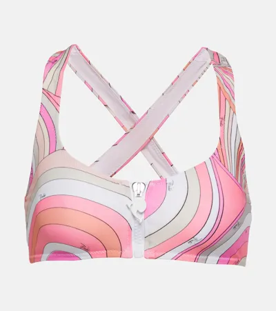 Pucci Printed Bikini Top In Pink