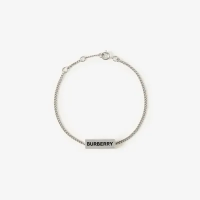 Burberry Engraved Bar Chain Bracelet In Vintage Steel