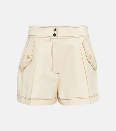 Veronica Beard Keita High-rise Topstitched Shorts In White