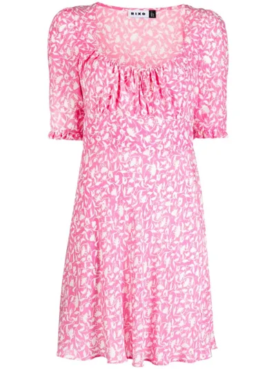 Rixo London Lilita Floral-print Silk Mini Dress In Lily Trail Azalea Pink