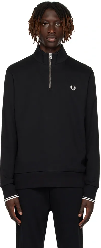 Fred Perry Black Half-zip Sweater In Green