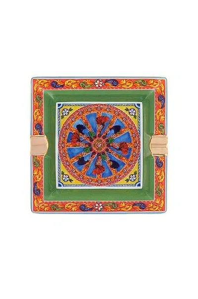 Dolce & Gabbana Casa Large Square Ashtray In Multicolor