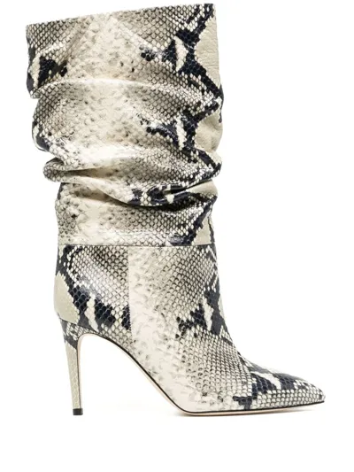 Paris Texas Python-embossed Slouchy Mid Boots In Natural