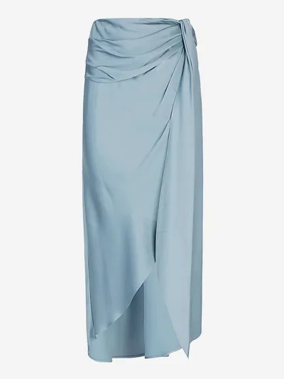 Jonathan Simkhai Elisabetta Satin Wrap-effect Skirt In Blue