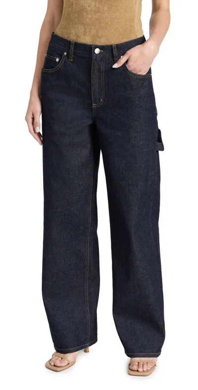 Tibi Indigo Denim Sam Jeans In Dark Denim